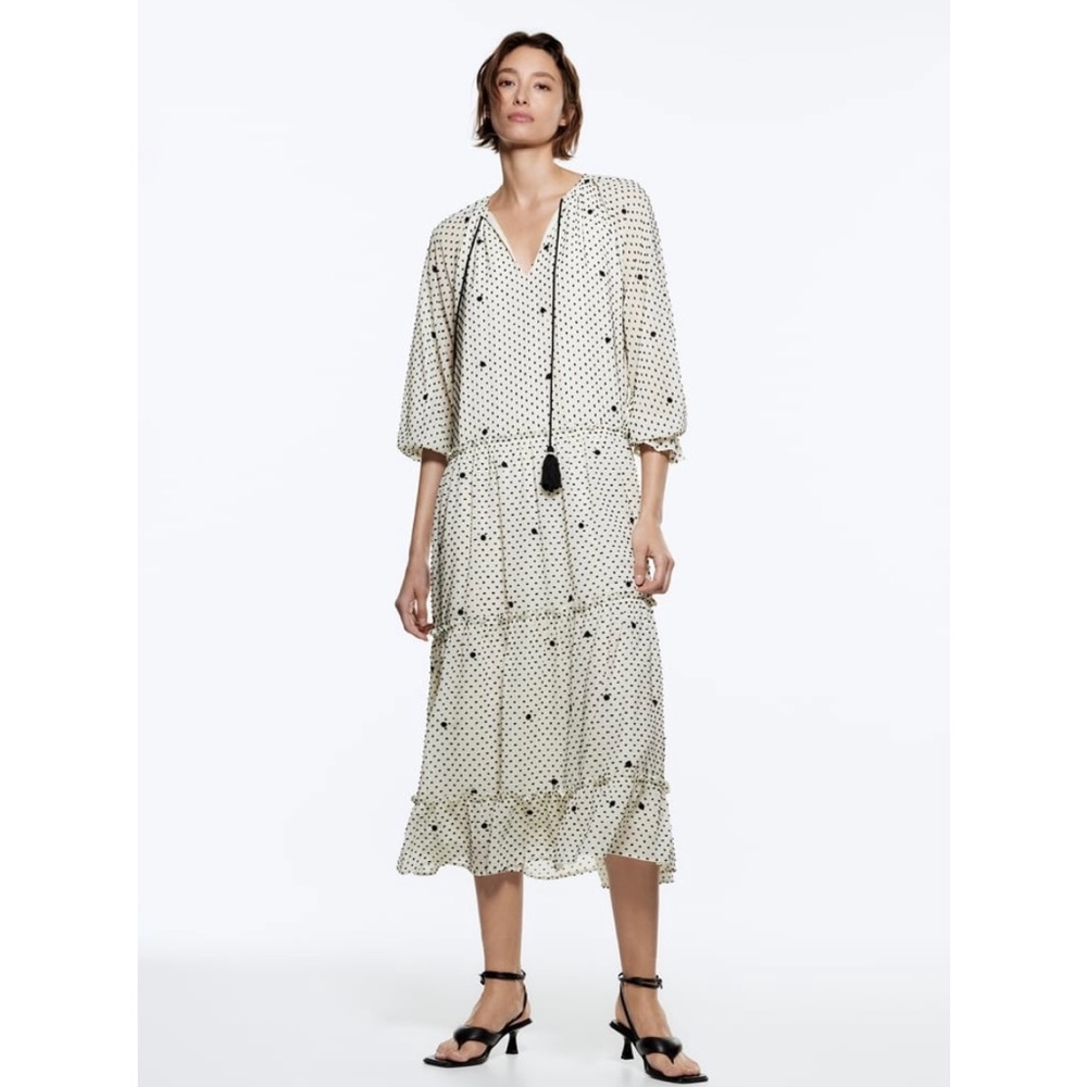 Zara OVERSIZED PLUMETIS DRESS